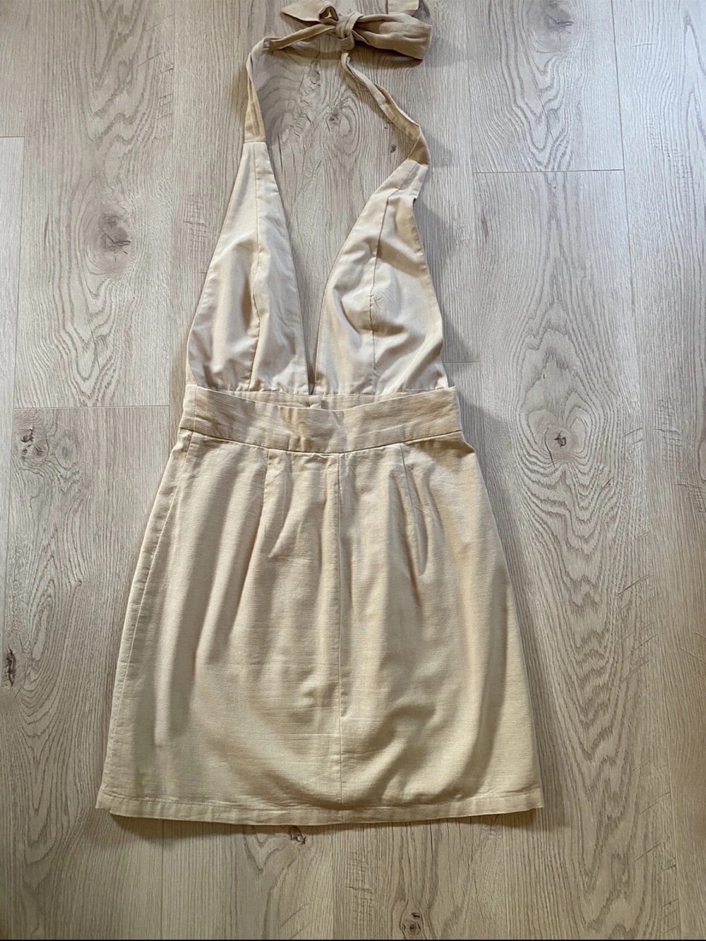 Forever 21 Women's Beige Halter Dress Button Down Front Mini Dress Size XS - Picture 6 of 8